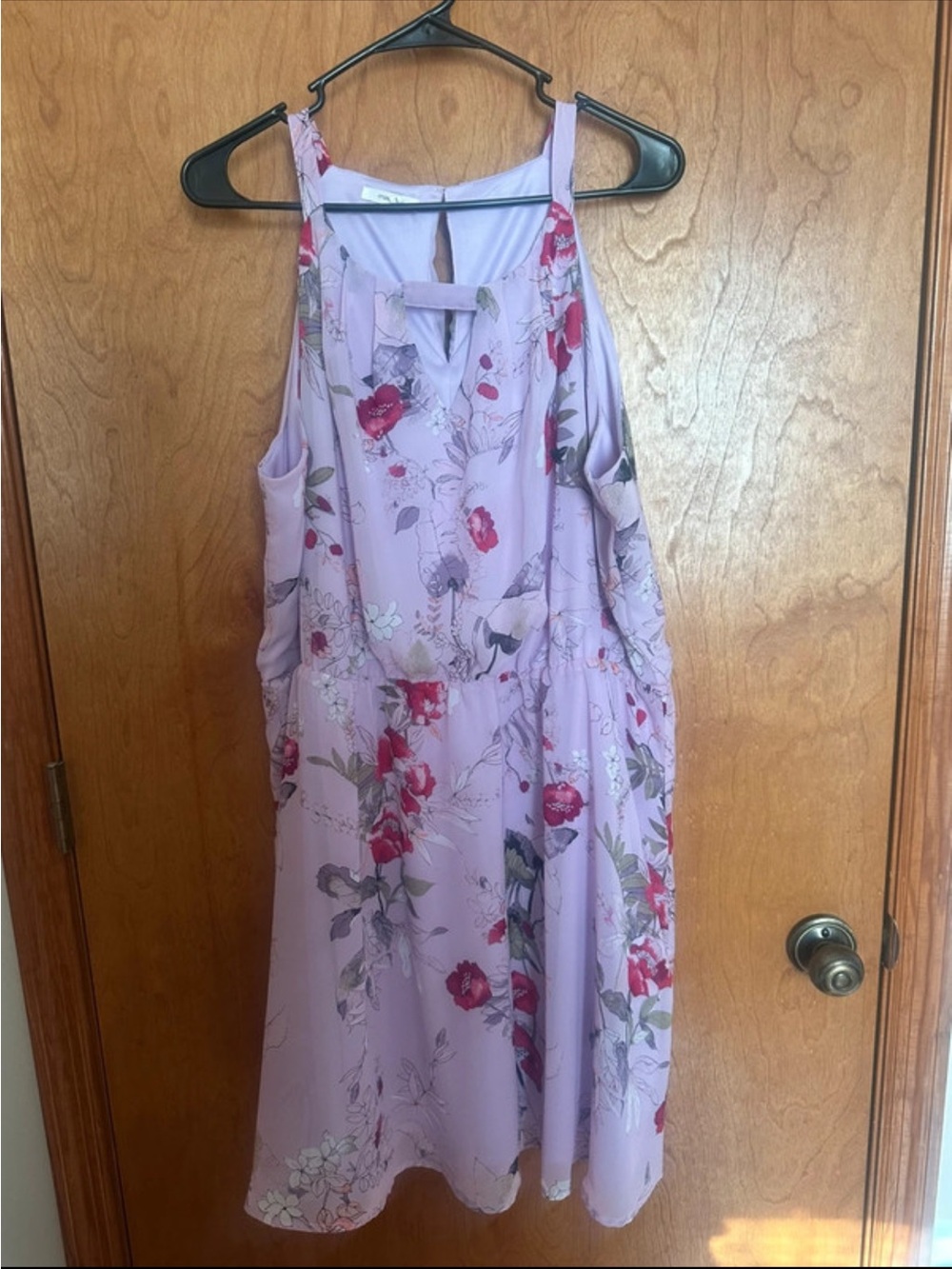 Maurices Lavender Floral Keyhole Midi Dress
